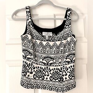 Beaded tank top, white & black